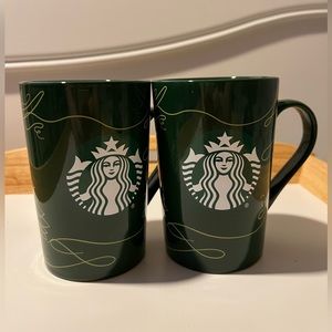 Pair of Starbucks Christmas Green 2020 11oz Mugs